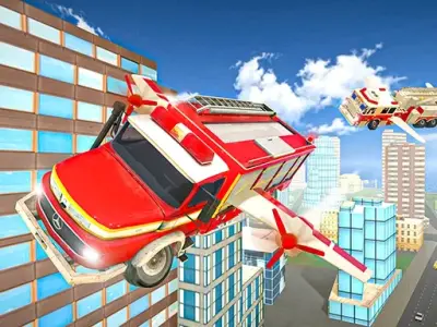 Play Flying Fire Truck Driving Sim - Free Flying Game