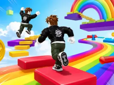Play Obby Rainbow Parkour Two Player - Free 2 Player Game