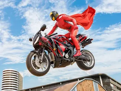 Play Real Motorbike Super Hero Stunt 3D - Free Motorcycle Game